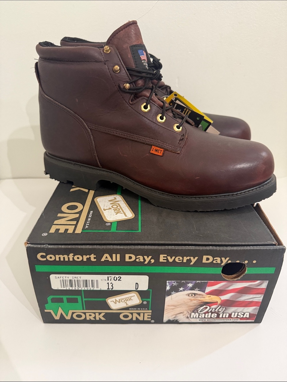 Vintage Work One Heavy Duty Industrial Steel Toe Work Boots 13D Made in USA